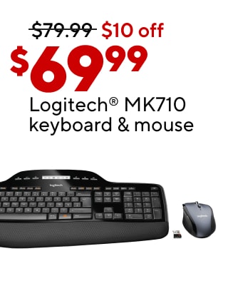 $17.99 Staples® TECH GaN USB-A/USB-C wall charger$69.99 Logitech® MK710 wireless keyboard and mouse$389.99 HP Pavilion desktop computer with Intel® Core™i5 Processor, 12GB RAM, 256GB SSD storage$89.99 HP 24