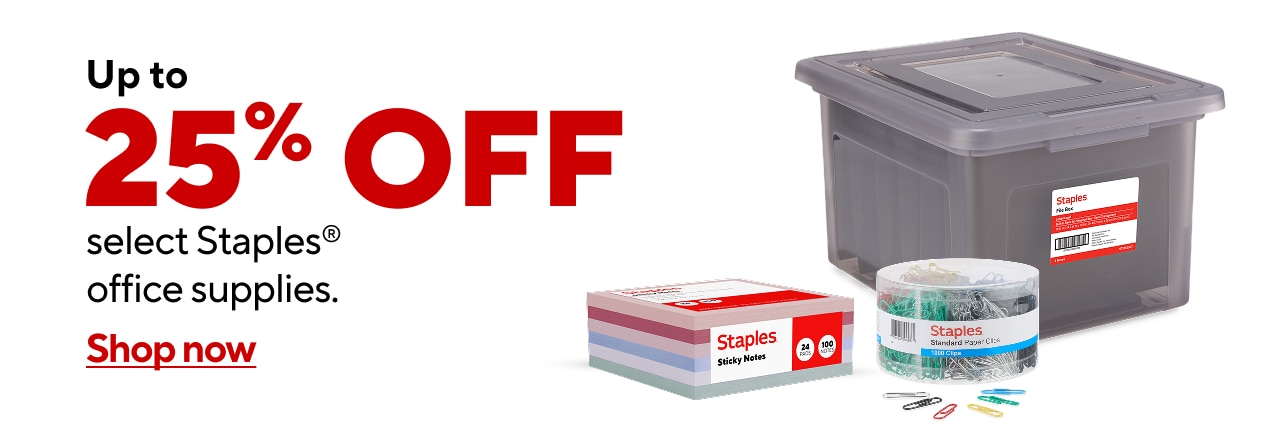Up to 25% off select Staples® office supplies.