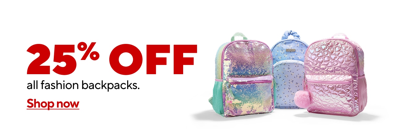 25% off all fashion backpacks.