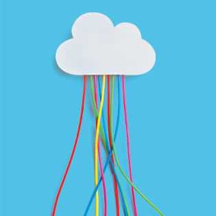 Cloud with many colorful cables coming out