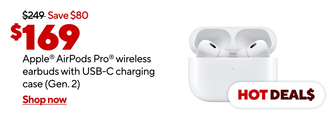 $169 Apple® AirPods Pro® wireless earbuds with USB-C charging case (Gen. 2)