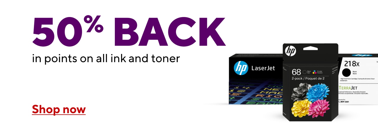 50% back on points on all ink and toner.