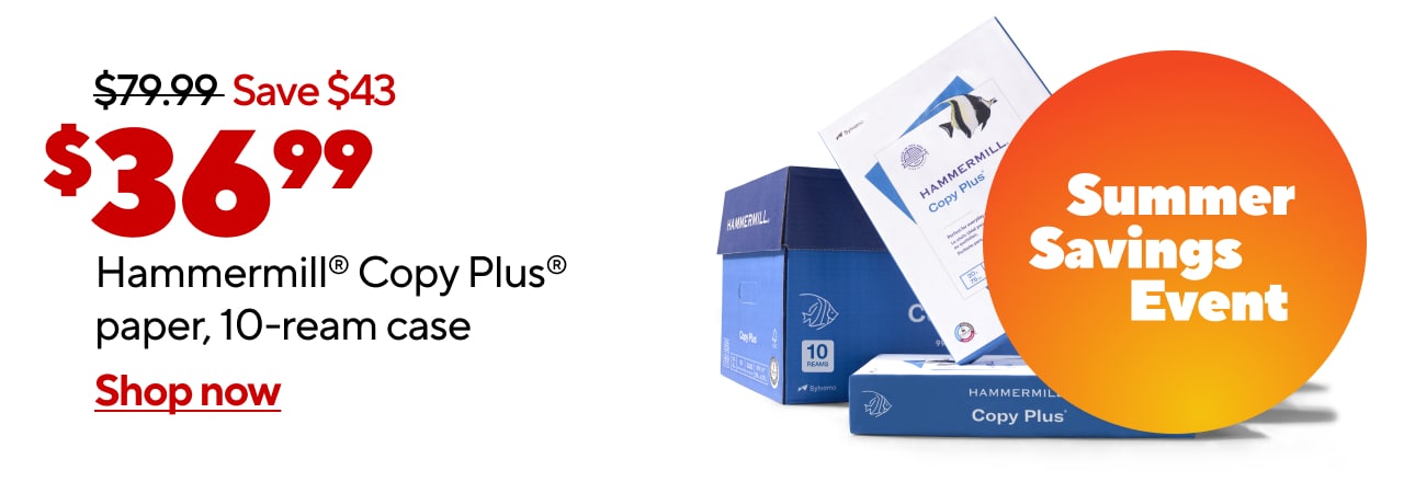 Only $36.99 for Hammermill Copy Plus paper, 10-ream case after coupon.