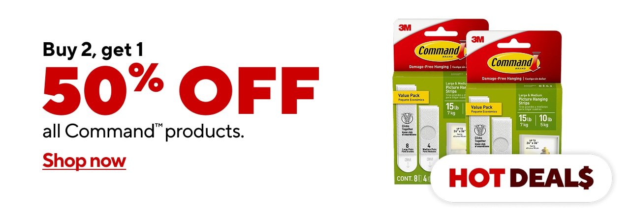 Buy 2, get 1 50% off all Command™ products.