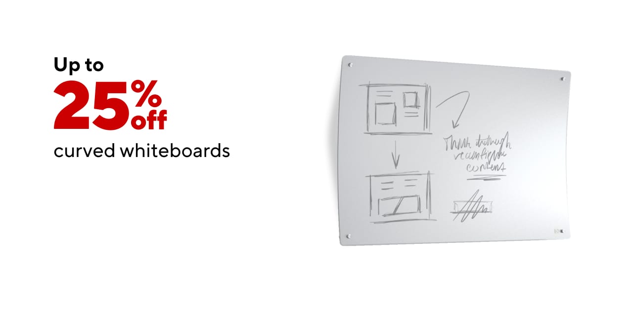 25% off Curved Whiteboards