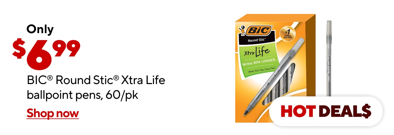$6.99 BIC® Round Stic® Xtra Life ballpoint pens, 60/pk