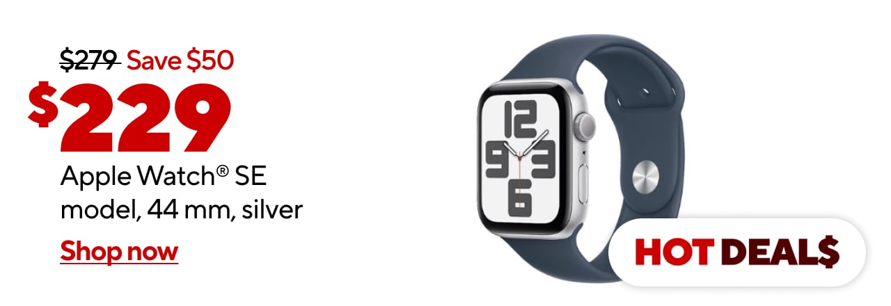 $229 Apple Watch SE® model, 44 mm, silver