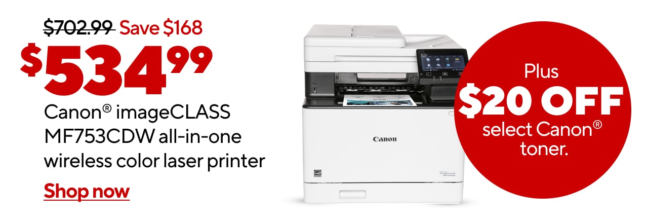 $534.99 Canon® imageCLASS MF753CDW all-in-one wireless color laser printer