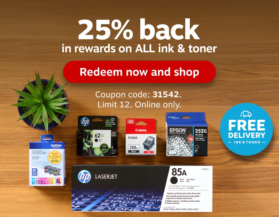 Get 20 back in rewards on all ink & toner! Staples