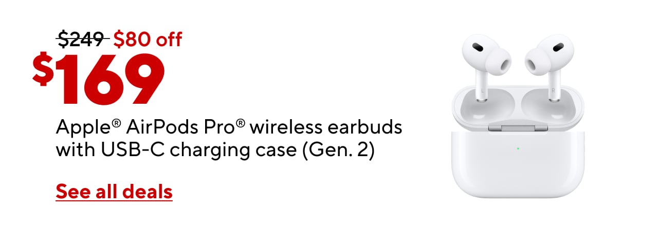 $169 Apple® AirPods Pro® wireless earbuds with USB-C charging case (Gen. 2)