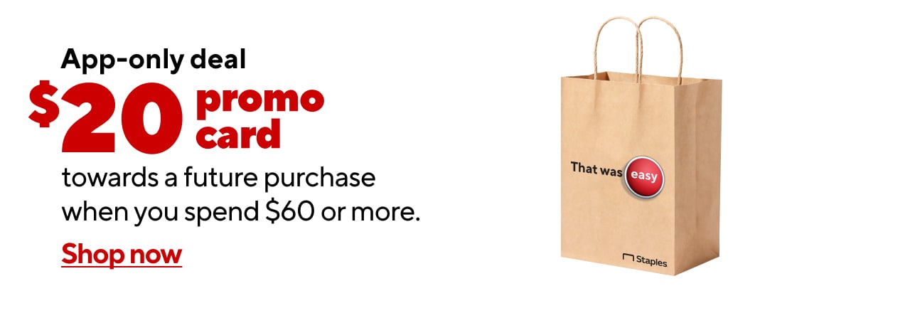 App-only deal $20 promo card towards a future purchase when you spend $60 or more / Retail / priority