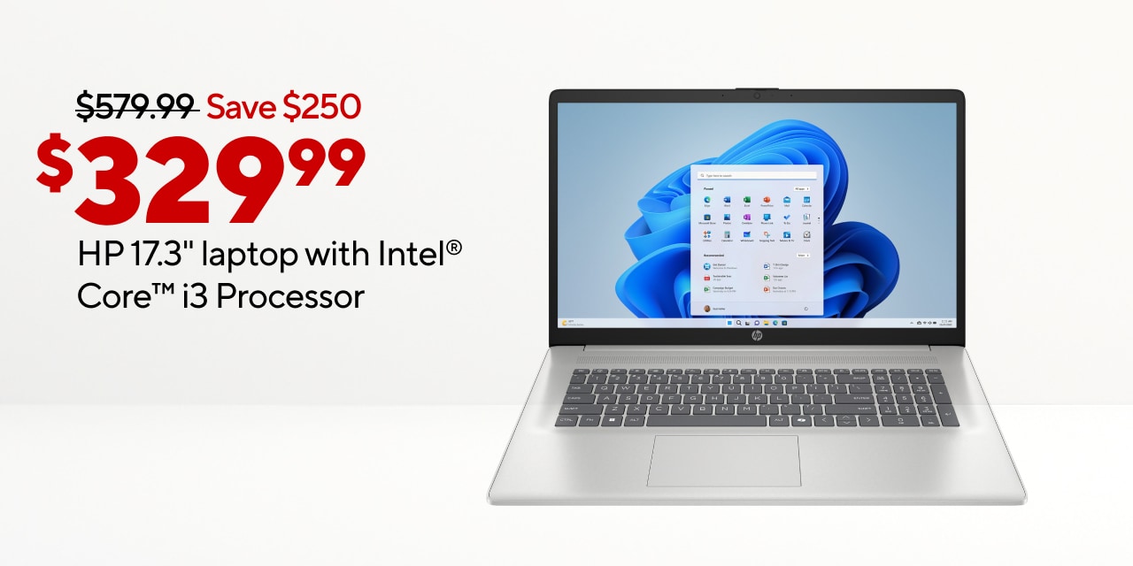 $329.99 HP 17.3" laptop with Intel® Core™ i3 Processor