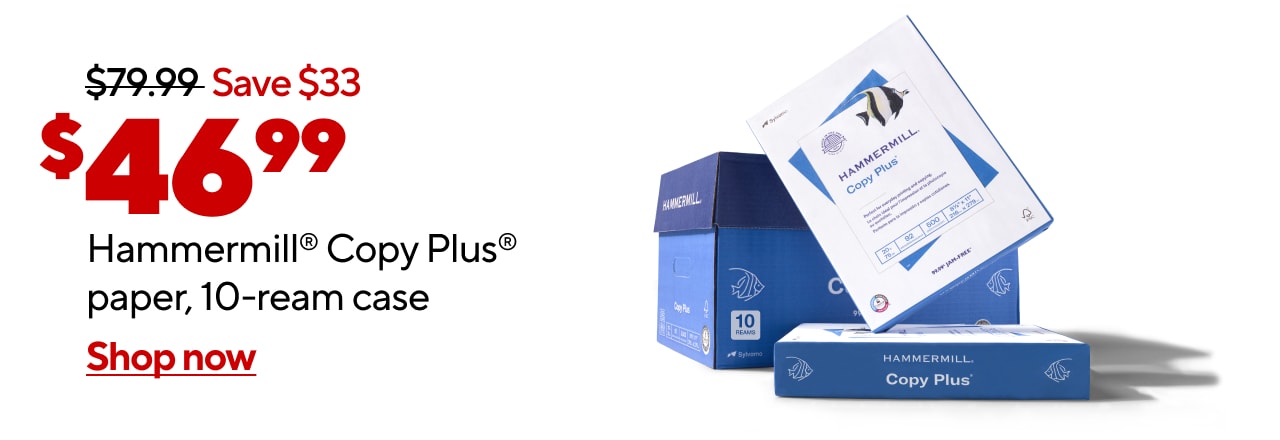 Only $46.99 for Hammermill Copy Plus Copy Paper 8 1/2 x 11, White, 10-Ream Case.