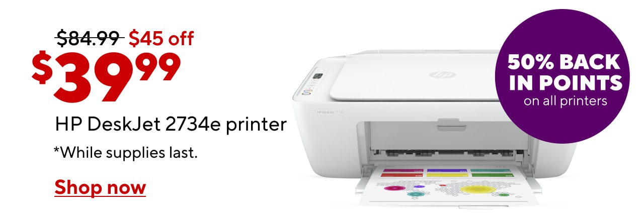 $39.99 HP 2734e printer