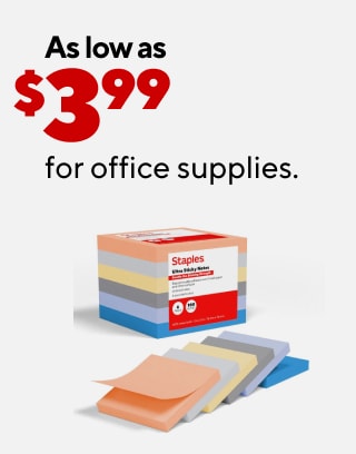 $179.99 Staples® 48" electric standing desk and Staples® Cartwright™ chair after coupon Up to $340 off select computers. Extra 10% off select furniture when you buy 2 or more. As low as $3.99 for office supplies. Up to 30% off select receipt paper rolls.