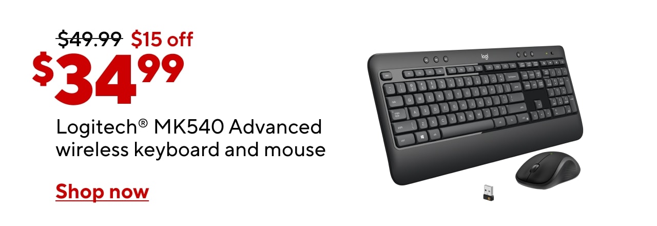 Logitech MK540 Advanced Wireless Keyboard and Mouse Combo $34.99