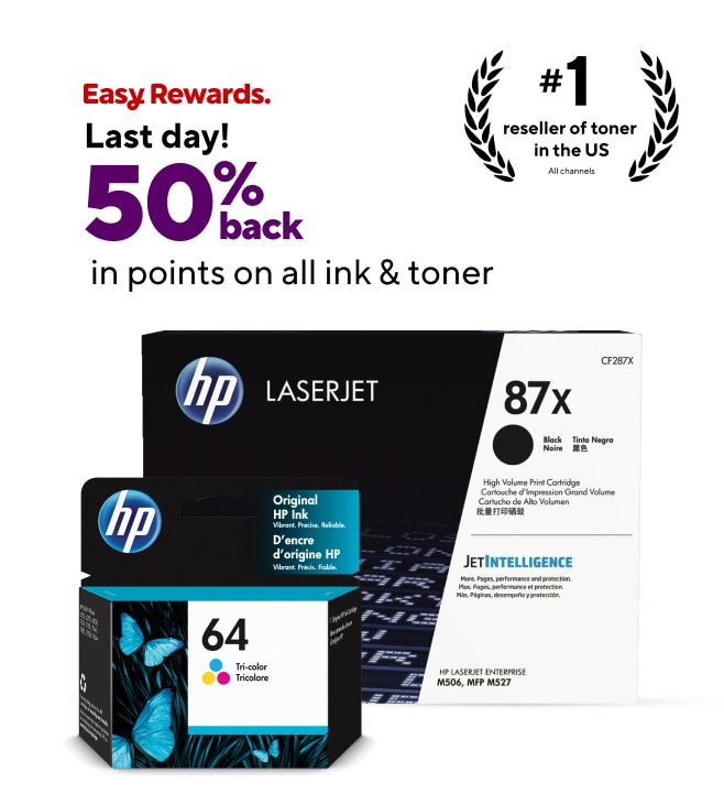 50% Back in Points on ALL ink and toner. 2 days