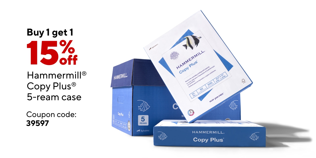 Buy 1 Get 1 15% off Hammermill Copy Plus 5ream case